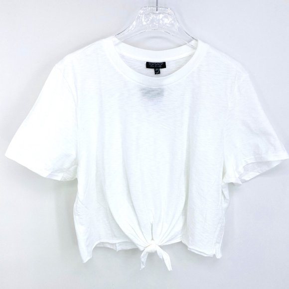 Topshop Tops - TOPSHOP Tie Waist Short Sleeve Crop Tee